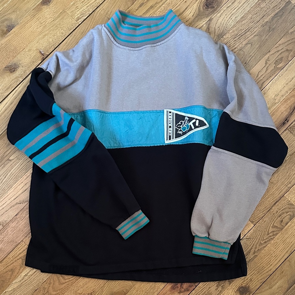 Vintage Mens Boxing Knock Out Korean Blue 80s 90s Sweater Graphic Bold Medium